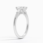 Adorned Tapered Baguette Three Stone Diamond Ring Platinum Radiant Engagement Ring