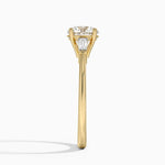 Adorned Tapered Baguette Three Stone Diamond Ring Yellow Gold 18k Round Engagement Ring