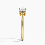 Embrace Three Stone Trapezoid Diamond Ring Yellow Gold 18k Cushion Engagement Ring