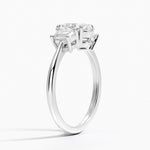 Embrace Three Stone Trapezoid Diamond Ring Platinum Oval Engagement Ring