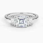 Embrace Three Stone Trapezoid Diamond Ring Platinum Asscher Engagement Ring