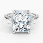 Embrace Three Stone Trapezoid Diamond Ring Platinum Radiant Engagement Ring