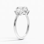 Luxe Embrace Three Stone Trapezoid Diamond Ring Platinum Asscher Engagement Ring