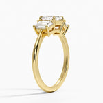 Luxe Embrace Three Stone Trapezoid Diamond Ring Yellow Gold 18k Asscher Engagement Ring