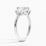 Luxe Embrace Three Stone Trapezoid Diamond Ring Platinum Emerald Engagement Ring