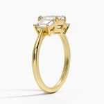 Luxe Embrace Three Stone Trapezoid Diamond Ring Yellow Gold 18k Emerald Engagement Ring
