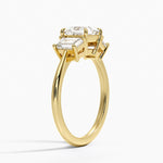 Luxe Embrace Three Stone Trapezoid Diamond Ring Yellow Gold 18k Princess Engagement Ring