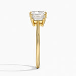 Luxe Embrace Three Stone Trapezoid Diamond Ring Yellow Gold 18k Radiant Engagement Ring