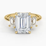 Luxe Embrace Three Stone Trapezoid Diamond Ring Yellow Gold 18k Emerald Engagement Ring