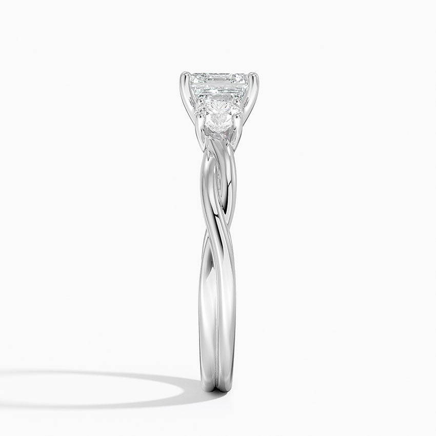 Twisted Vine Three Stone Diamond Ring Platinum Asscher Engagement Ring
