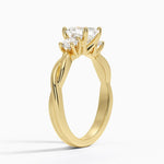 Twisted Vine Three Stone Diamond Ring Yellow Gold 18k Asscher Engagement Ring