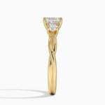 Twisted Vine Three Stone Diamond Ring Yellow Gold 18k Asscher Engagement Ring