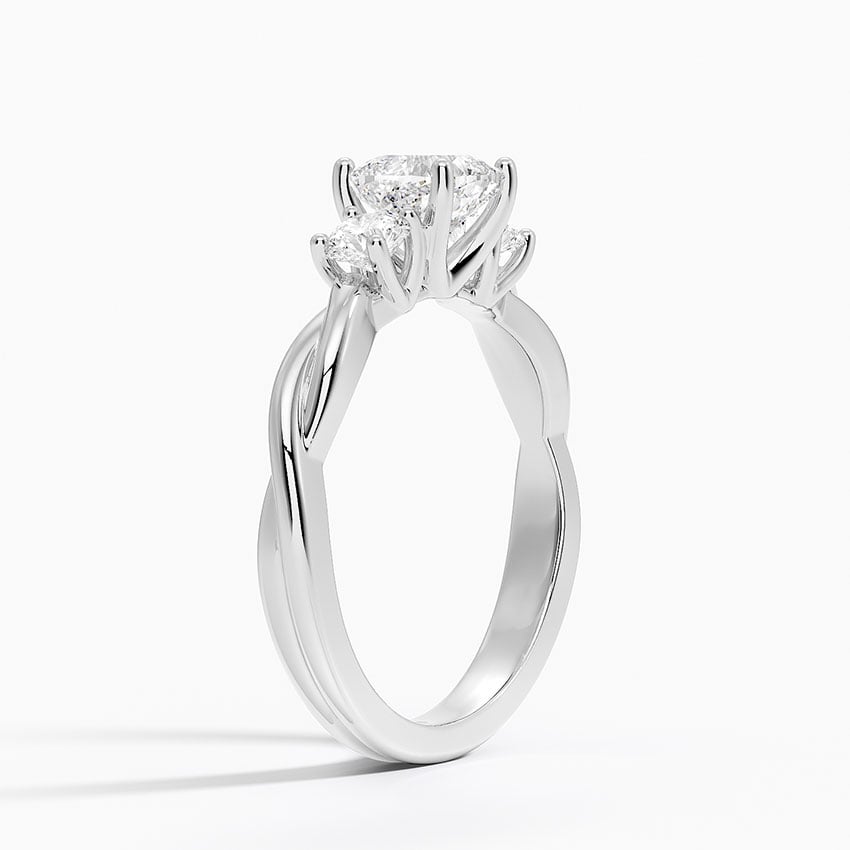 Twisted Vine Three Stone Diamond Ring Platinum Cushion Engagement Ring