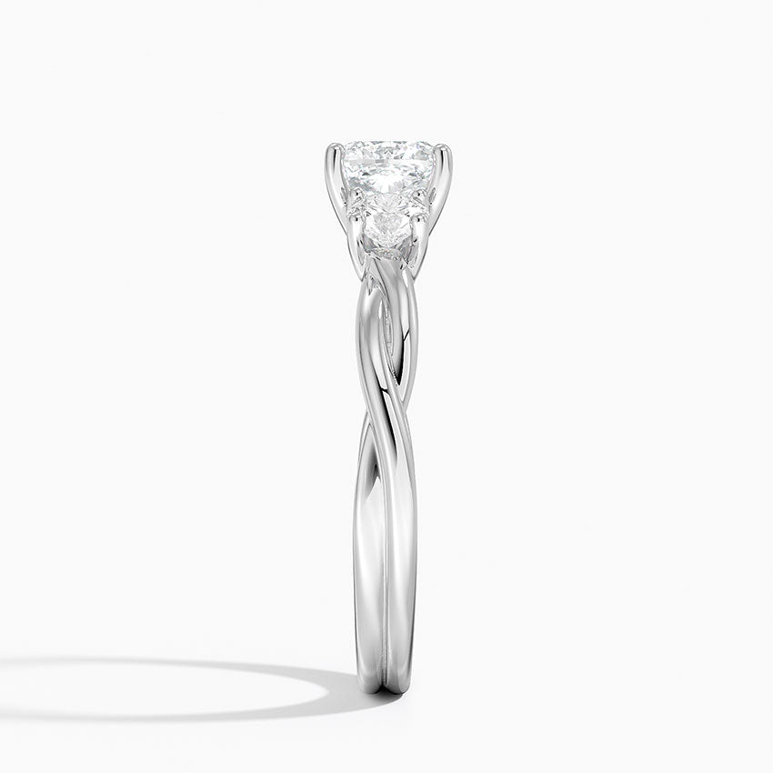 Twisted Vine Three Stone Diamond Ring Platinum Cushion Engagement Ring