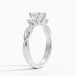Twisted Vine Three Stone Diamond Ring Platinum Heart Engagement Ring