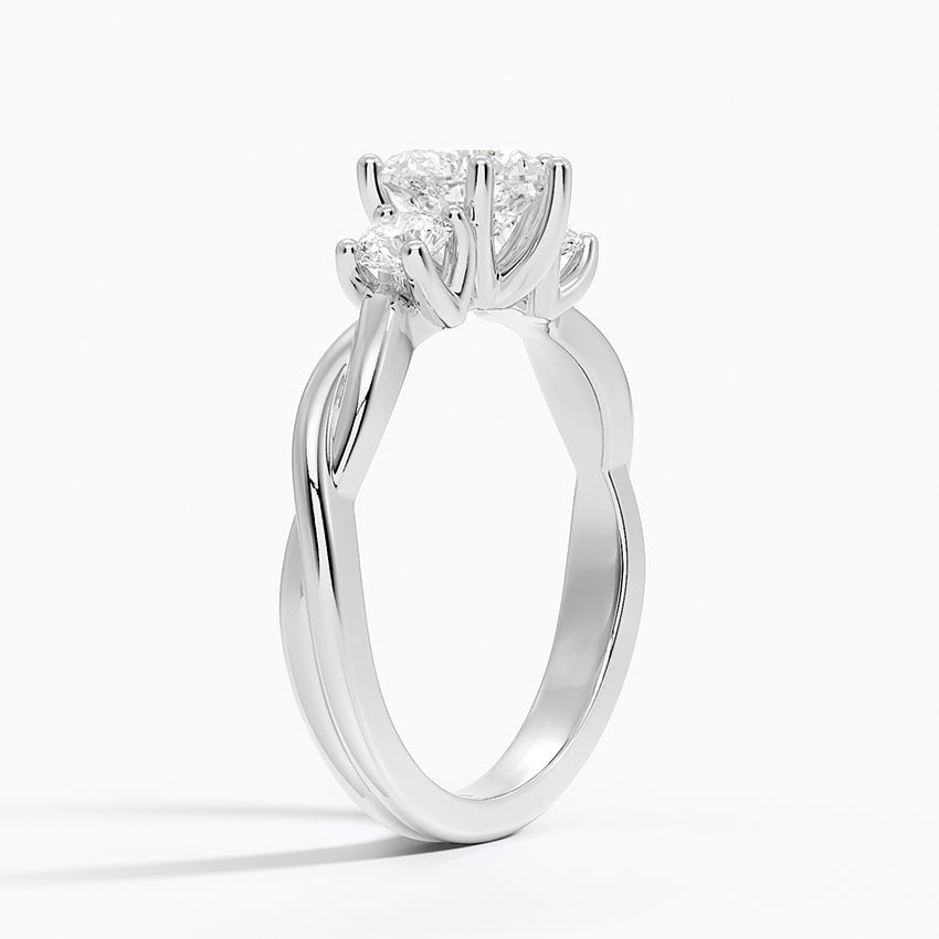 Twisted Vine Three Stone Diamond Ring Platinum Heart Engagement Ring