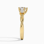 Twisted Vine Three Stone Diamond Ring Yellow Gold 18k Heart Engagement Ring