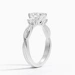 Twisted Vine Three Stone Diamond Ring Platinum Oval Engagement Ring