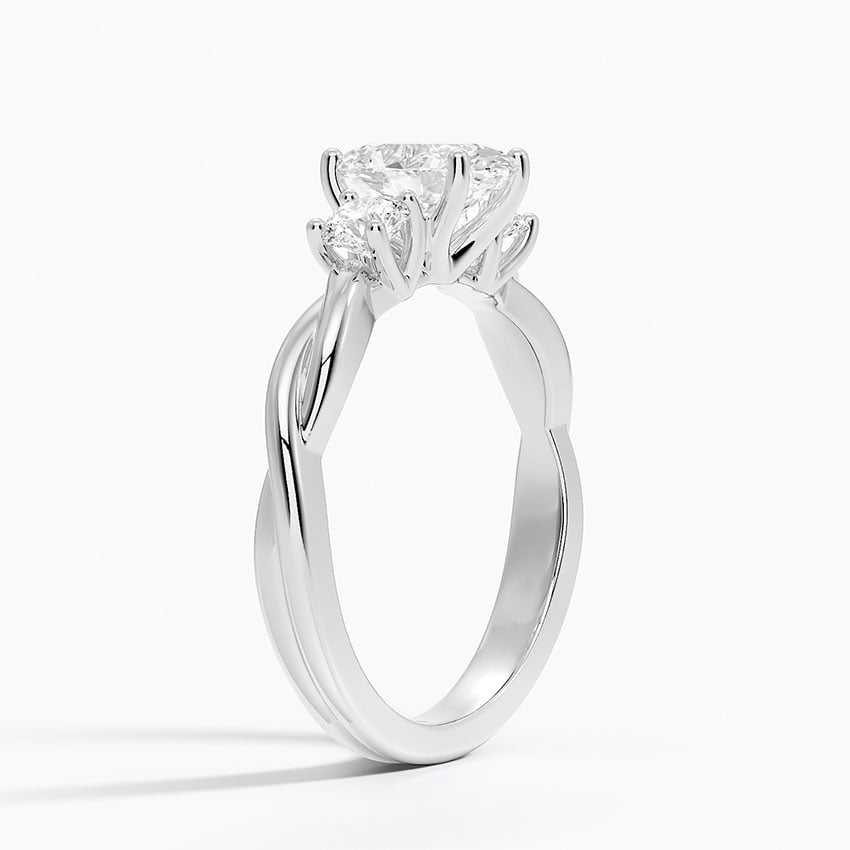 Twisted Vine Three Stone Diamond Ring Platinum Oval Engagement Ring