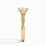 Twisted Vine Three Stone Diamond Ring Yellow Gold 18k Oval Engagement Ring