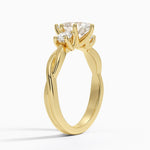 Twisted Vine Three Stone Diamond Ring Yellow Gold 18k Pear Engagement Ring