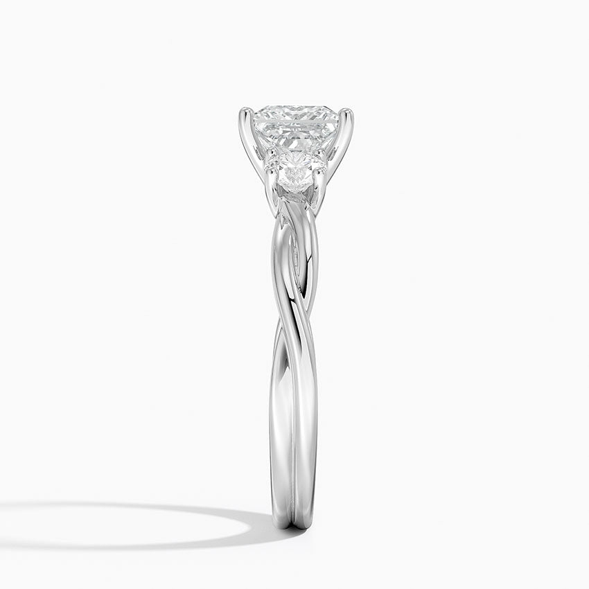 Twisted Vine Three Stone Diamond Ring Platinum Princess Engagement Ring