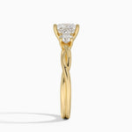 Twisted Vine Three Stone Diamond Ring Yellow Gold 18k Princess Engagement Ring