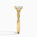Twisted Vine Three Stone Diamond Ring Yellow Gold 18k Radiant Engagement Ring