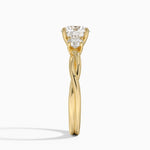 Twisted Vine Three Stone Diamond Ring Yellow Gold 18k Round Engagement Ring