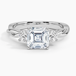Twisted Vine Three Stone Diamond Ring Platinum Asscher Engagement Ring