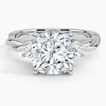 Twisted Vine Three Stone Diamond Ring Platinum Cushion Engagement Ring