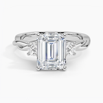 Twisted Vine Three Stone Diamond Ring Platinum Emerald Engagement Ring