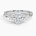 Twisted Vine Three Stone Diamond Ring Platinum Oval Engagement Ring