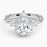 Twisted Vine Three Stone Diamond Ring Platinum Pear Engagement Ring