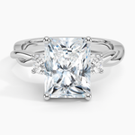 Twisted Vine Three Stone Diamond Ring Platinum Radiant Engagement Ring