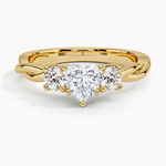 Twisted Vine Three Stone Diamond Ring Yellow Gold 18k Heart Engagement Ring