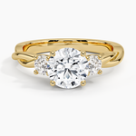 Twisted Vine Three Stone Diamond Ring Yellow Gold 18k Round Engagement Ring