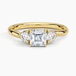 Atelier Three Stone Diamond Ring (1/3 ct. tw.) Yellow Gold 18k Asscher Engagement Ring