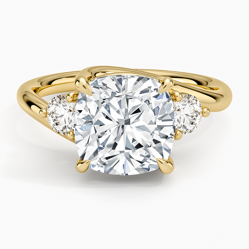 Atelier Three Stone Diamond Ring (1/3 ct. tw.) Yellow Gold 18k Cushion Engagement Ring