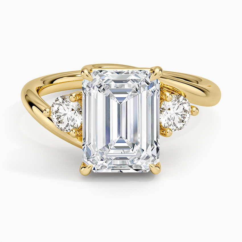 Atelier Three Stone Diamond Ring (1/3 ct. tw.) Yellow Gold 18k Emerald Engagement Ring