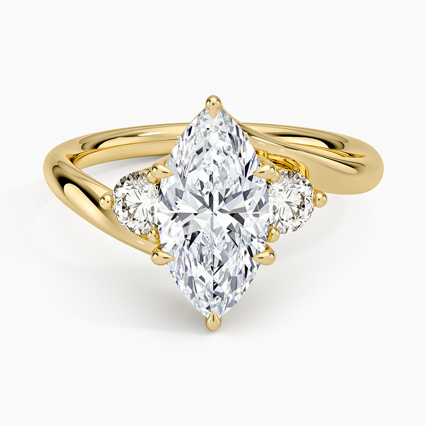 Atelier Three Stone Diamond Ring (1/3 ct. tw.) Yellow Gold 18k Marquise Engagement Ring