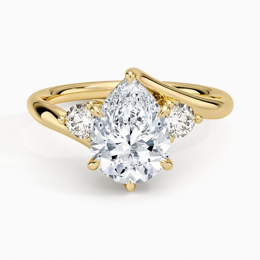 Atelier Three Stone Diamond Ring (1/3 ct. tw.) Yellow Gold 18k Pear Engagement Ring