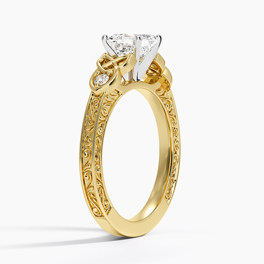Aberdeen Celtic Diamond Ring Yellow Gold 18k Asscher Engagement Ring