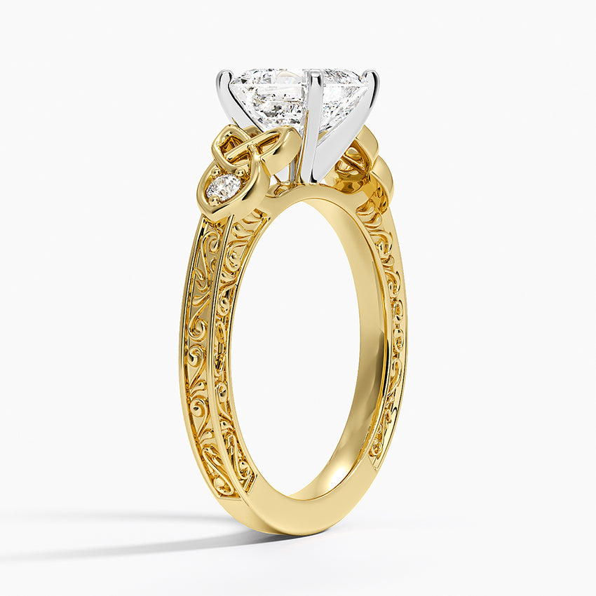 Aberdeen Celtic Diamond Ring Yellow Gold 18k Asscher Engagement Ring