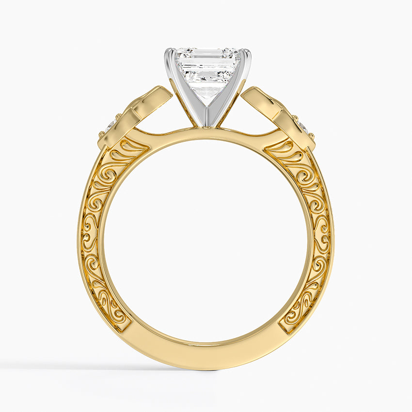 Aberdeen Celtic Diamond Ring Yellow Gold 18k Asscher Engagement Ring