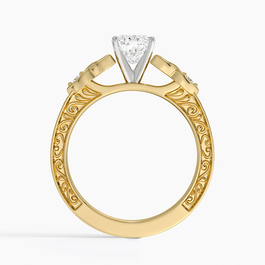 Aberdeen Celtic Diamond Ring Yellow Gold 18k Cushion Engagement Ring