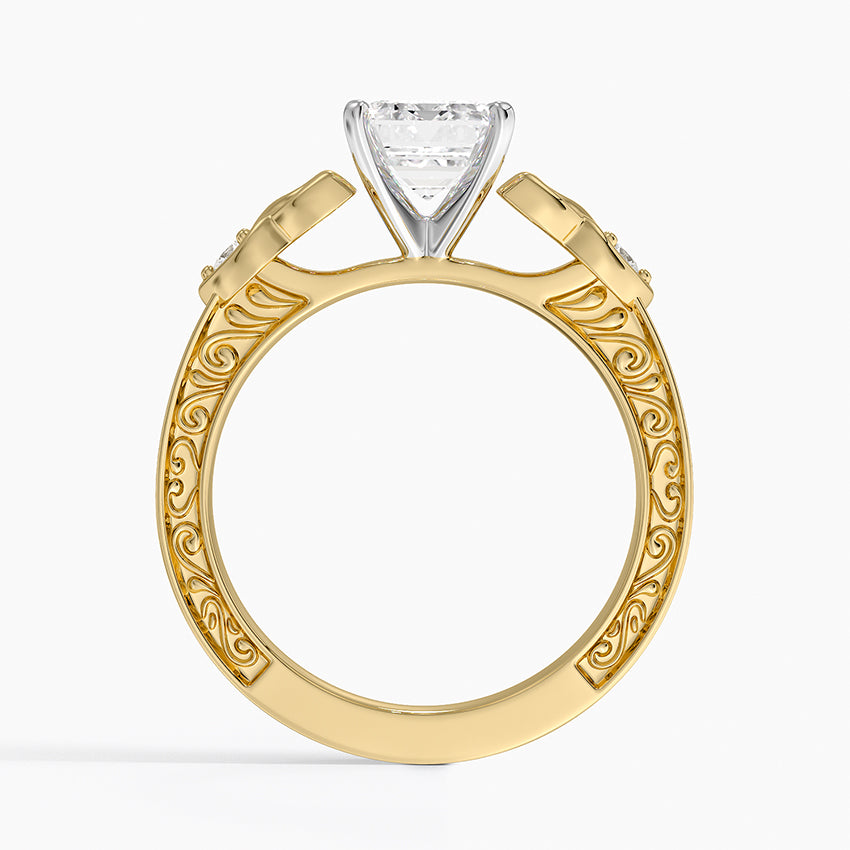 Aberdeen Celtic Diamond Ring Yellow Gold 18k Emerald Engagement Ring