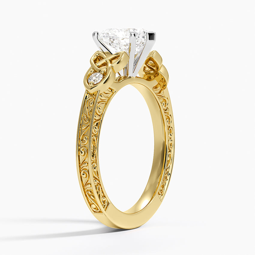 Aberdeen Celtic Diamond Ring Yellow Gold 18k Heart Engagement Ring
