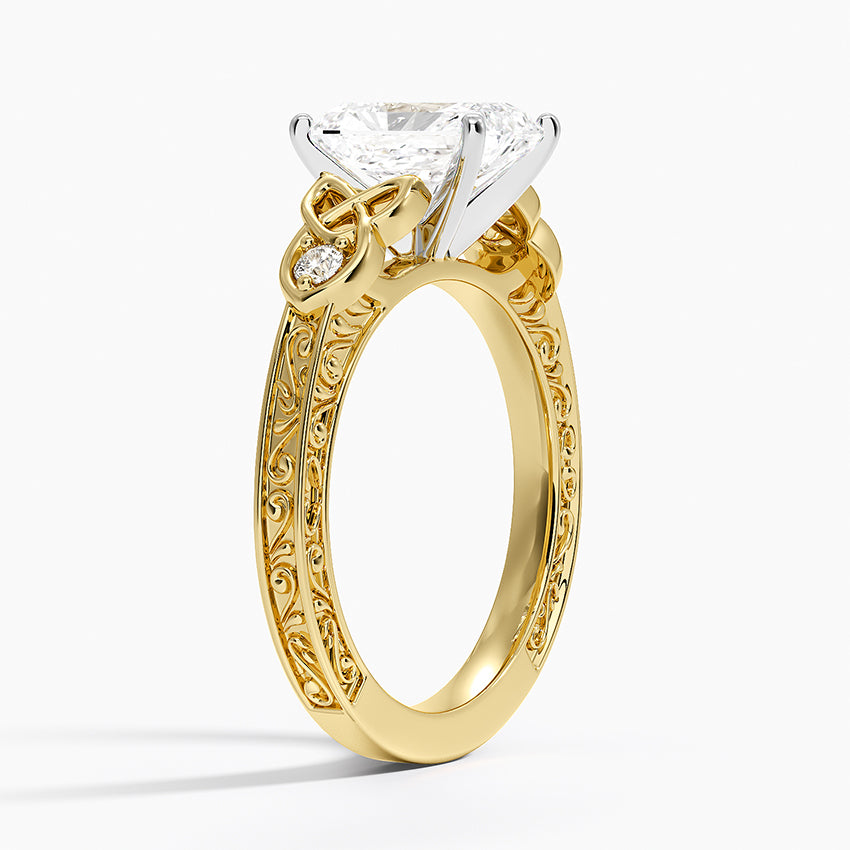 Aberdeen Celtic Diamond Ring Yellow Gold 18k Radiant Engagement Ring