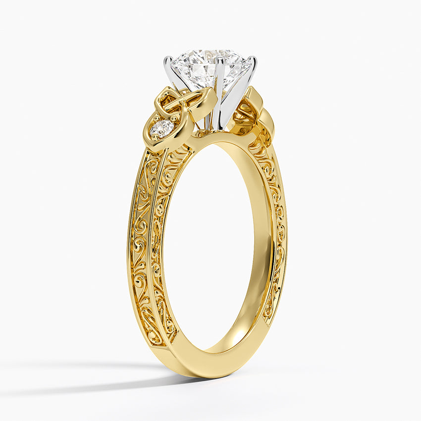 Aberdeen Celtic Diamond Ring Yellow Gold 18k Round Engagement Ring